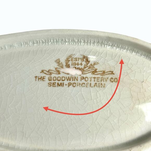 Antique Bone Trinket Dish Goodwin Semi Porcelain Floral Scalloped Gold Trim READ - Picture 11 of 15